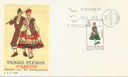 ESPAÑA SPD FDC TRAJE TIPICO TEXTIL FASHION OVIEDO - Textile