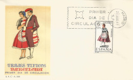 ESPAÑA SPD FDC TRAJE TIPICO TEXTIL FASHION BARCELONA - Tessili