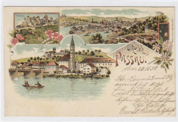 39023902 - Lithographie Gruss Aus Passau Mit Drei Verschiedenen Abbildungen Gelaufen 1898. Rueckseite Leicht Fleckig, S - Passau