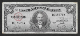 Cuba - Banconota Circolata Da 1 Peso P-77b - 1960 #17 - Kuba