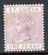 St Lucia 1886-87 QV - Wmk. Crown CA - Die I - 1d Dull Mauve HM (SG 39) - Ste Lucie (...-1978)