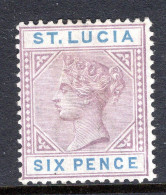 St Lucia 1886-87 QV - Wmk. Crown CA - Die I - 6d Dull Mauve & Blue HM (SG 41) - St.Lucia (...-1978)