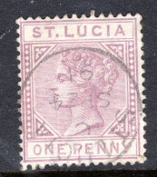 St Lucia 1886-87 QV - Wmk. Crown CA - Die I - 1d Dull Mauve Used (SG 39) - Ste Lucie (...-1978)