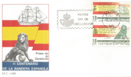 ESPAÑA SPD FDC BANDERA ESPÑOLA FLAG - Briefe