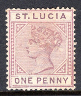 St Lucia 1891-98 QV - Wmk. Crown CA - Die II - 1d Dull Mauve MNG (SG 44) - Ste Lucie (...-1978)