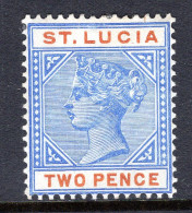 St Lucia 1891-98 QV - Wmk. Crown CA - Die II - 2d Ultramarine & Orange HM (SG 45) - Ste Lucie (...-1978)