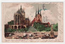 39016002 - Lithographie Erfurt Mit Dom Und Severikirche Gelaufen 1904. Leichte Stempelspuren Oben Rechts, Sonst Gut Erh - Erfurt