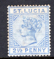 St Lucia 1891-98 QV - Wmk. Crown CA - Die II - 2½d Ultramarine HM (SG 46) - St.Lucia (...-1978)