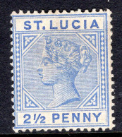 St Lucia 1891-98 QV - Wmk. Crown CA - Die II - 2½d Ultramarine MNG (SG 46) - Ste Lucie (...-1978)