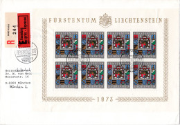 Liechtenstein 590, 8x5 Fr., Kpl. Kleinbogen Auf Einschreiben Eilboten Brief  - Other & Unclassified