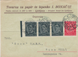 Bonac Papier Ljubliana 1934 > Ecco Wien - Urgenz Versand Balata-Riemen - Storia Postale