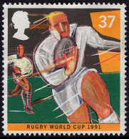 GREAT BRITAIN 1991 QEII 37p Multicoloured,  Sport. World Student Games, Sheffield-Rugby SG1567 Used - Used Stamps