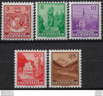 1934-35 Liechtenstein Vedute 5v. MNH Unif N. 123/27 - Other & Unclassified