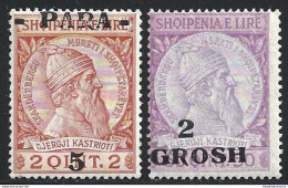 1914 ALBANIA - Squiperia, N° 41 E 45 Sovrastampa Fortemente Spostata MLH/* - Albanien