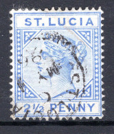 St Lucia 1891-98 QV - Wmk. Crown CA - Die II - 2½d Ultramarine Used (SG 46) - St.Lucia (...-1978)