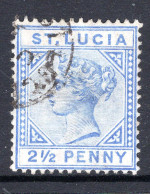 St Lucia 1891-98 QV - Wmk. Crown CA - Die II - 2½d Ultramarine Used (SG 46) - Ste Lucie (...-1978)