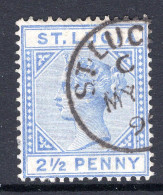 St Lucia 1891-98 QV - Wmk. Crown CA - Die II - 2½d Ultramarine Used (SG 46) - St.Lucia (...-1978)