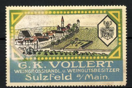 Reklamemarke Sulzfeld A. M., Stadtansicht, Weingrosshandlung G. K. Vollert  - Erinnophilie