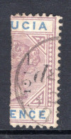 St Lucia 1891-92 QV - Surcharges - ½d On 6d Dull Mauve & Blue Bisect Used (SG 54) - St.Lucia (...-1978)