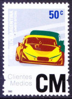 Argentina 2002 MNH, Motor Racing Cars, Sports, Security Mark At Bottom - Automobile