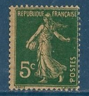 France 1907 - Type Semeuse Camée 5 C. Vert Type IIA Papier GC Y&T N° 137 J ** Neuf Sans Charnière - Nuevos