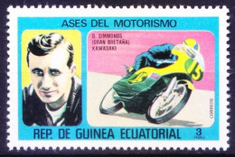 Equatorial Guinea 1976 MNH, Racing Motorcyclists D. Simmonds, Sports - Cars