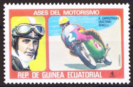 Equatorial Guinea 1976 MNH, Racing Motorcyclists Kel Carruthers, Sports - Cars