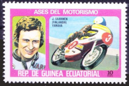 Equatorial Guinea 1976 MNH, Racing Motorcyclists Saarinen, Sports - Cars