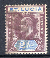 St Lucia 1902-03 KEVII - Wmk. Crown CA - 2½d Dull Purple & Ultramarine Used (SG 60) - St.Lucia (...-1978)