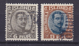 Iceland 1920 Mi. 87, 98, 6 Aur & 5 Kr. Christian X. (o) (2 Scans) - Gebruikt