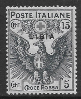 Italia Italy 1915 Colonie Libia Croce Rossa 15c Sa N.14 Nuovo MH * - Libya