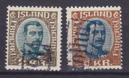 Iceland 1920 Mi. 97-98, 2 Kr. & 5 Kr. Christian X. (o) (2 Scans) - Usados