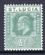 St Lucia 1904-10 KEVII - Wmk. Multiple Crown CA - ½d Green HM (SG 65) - St.Lucia (...-1978)