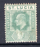 St Lucia 1904-10 KEVII - Wmk. Multiple Crown CA - ½d Green HM (SG 65) - St.Lucia (...-1978)