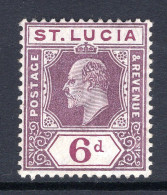 St Lucia 1904-10 KEVII - Wmk. Multiple Crown CA - 6d Dull & Bright Purple HM (SG 72ba) - Ste Lucie (...-1978)