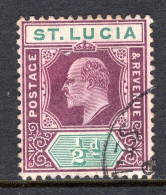 St Lucia 1904-10 KEVII - Wmk. Multiple Crown CA - ½d Dull Purple & Green Used (SG 64) - Ste Lucie (...-1978)