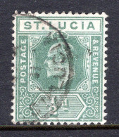 St Lucia 1904-10 KEVII - Wmk. Multiple Crown CA - ½d Green Used (SG 65) - St.Lucia (...-1978)