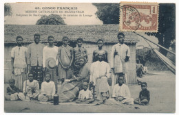 CONGO - N° 27 OBLITERE SUR CARTE POSTALE INDIGENES DU BAS CONGO PORTEURS DE CARAVANE DE LOANGO ET LEURS ENFANTS - Covers & Documents