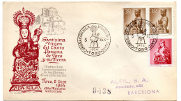 Carta Con Matasellos Commemorativo Coronacion De La Virgen Del Canto Toro De 1954 - Lettres & Documents