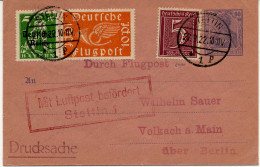 BF0720 / STETTIN  -  9.9.24  ,  Rohrpostbrief über Berlin Nach Volkach / Main   -  Michel  RU9 , 111 , 19 , 158 - Posta Aerea & Zeppelin