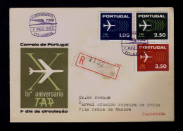 Gc8445 PORTUGAL TAP X Ann. Fdc 1963-12-01 Lisboa (mailed SCARCE) Vila Praia De Ancora /aviation Compª Aerial Transports - Brieven En Documenten