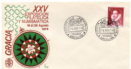 Carta De 1974 Exposicion Filatelica De Gracia - Cartas & Documentos