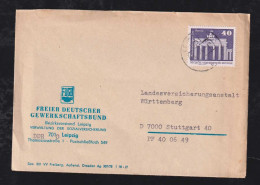 DDR 1981 Brief LEIPZIG X STUTTGART Werbung FDGB Freier Deutscher Gewerkschaftsbund - Lettres & Documents