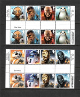 GREAT BRITAIN COLLECTION.  2017 STAR WARS GUTTER PAIRS. 16 VALUES. UNMOUNTED MINT. - Unused Stamps