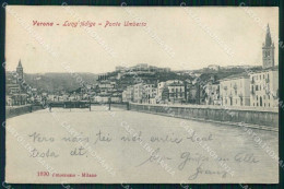 Verona Città Lung'Adige Ponte Umberto Fotocromo 1890 Cartolina RT2259 - Verona