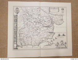 Carta Geografica O Mappa Essex Anno 1662 Joan Blaeu Ristampa - Cartes Géographiques