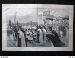Ultima Processione Intorno Al Monastero Di Fort Saint-André Stampa Del 1903 - Other & Unclassified