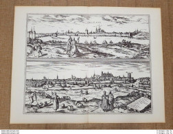 Veduta Delle Città Orleans E Bourges Francia Anno 1597 Braun Hogenberg Ristampa - Cartes Géographiques