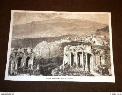 Il Vulcano Etna Visto Dal Teatro Di Taormina Nel 1869 Sicilia - Ante 1900
