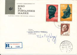 Yugoslavia Registered Cover Sent To Denmark 15-2-1972 - Covers & Documents